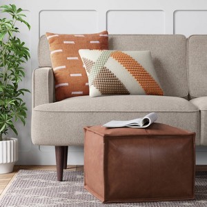 Earl Faux Leather French Seam Ottoman - Threshold™ - 1 of 3