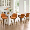 Bekrvio 26" Swivel Counter Stools with Back & Arms, Faux Leather Mid-Century Bar Stools for Kitchen Island, Walnut Frame, Set of 1/2/3/4 - 2 of 4