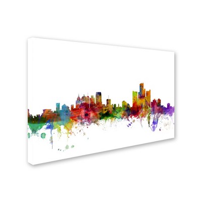Trademark Fine Art -Michael Tompsett 'Detroit Michigan Skyline' Canvas Art
