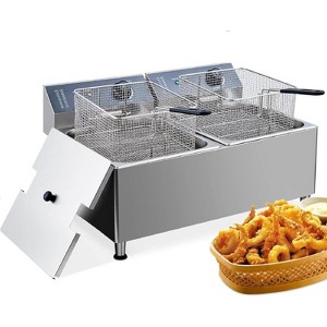 Acekool 11L/3.3Gal Commercial Deep Fryer, 1700W, 6L Baskets, Stainless Steel, Splash Guard for Restaurant, Food Truck, Home Kitchen - 1 of 4