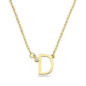 Stylish 14k gold plated initial necklace adorned with sparkling cubic zirconia for a personalized and elegant touch. - 1 of 2