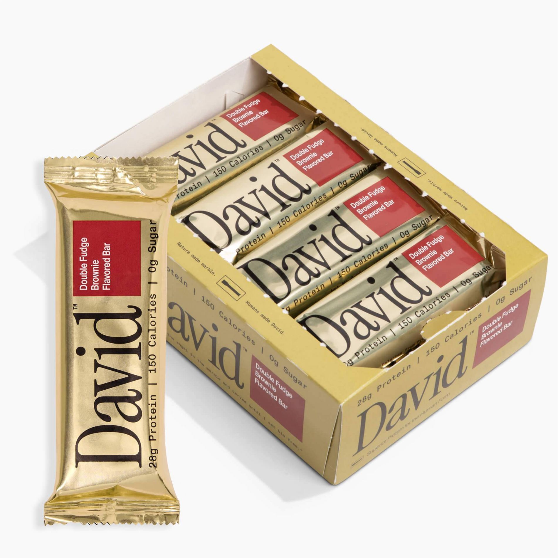 David Protein Bars with 28g Protein - Fudge Brownie Flavor - 12ct