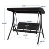 Outdoor Porch Swing Chair with Adjustable Canopy, 3-Seater Glider Bench with Thickened Cushions Patio Swing for Backyard & Garden - 2 of 4