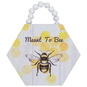 Northlight Beaded Hanger "Meant to Bee" Hexagon Wall Plaque Art Decor 7" - 1 of 3