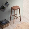 Vynxaria Brown and Light Tan Bar Stools - Mid-Century Modern Dining Chairs - 3 of 4