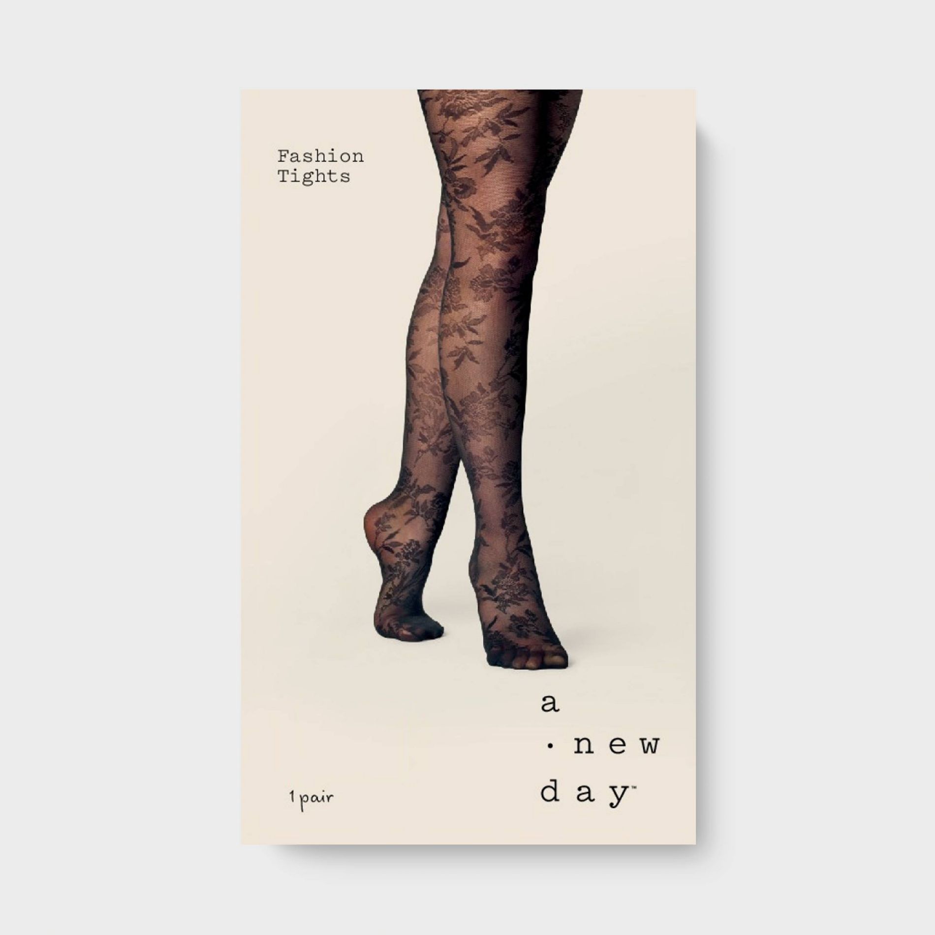 Women's Botanical Floral Tights - A New Day™ Black
