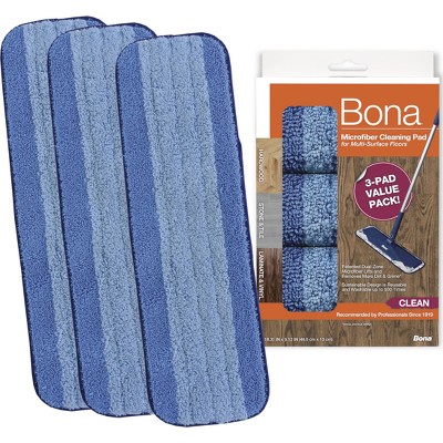 Bona Cleaning Products Reusable Mop Refill Multi Surface Microfiber Cleaning & Mopping Pads Value Pack - 3ct