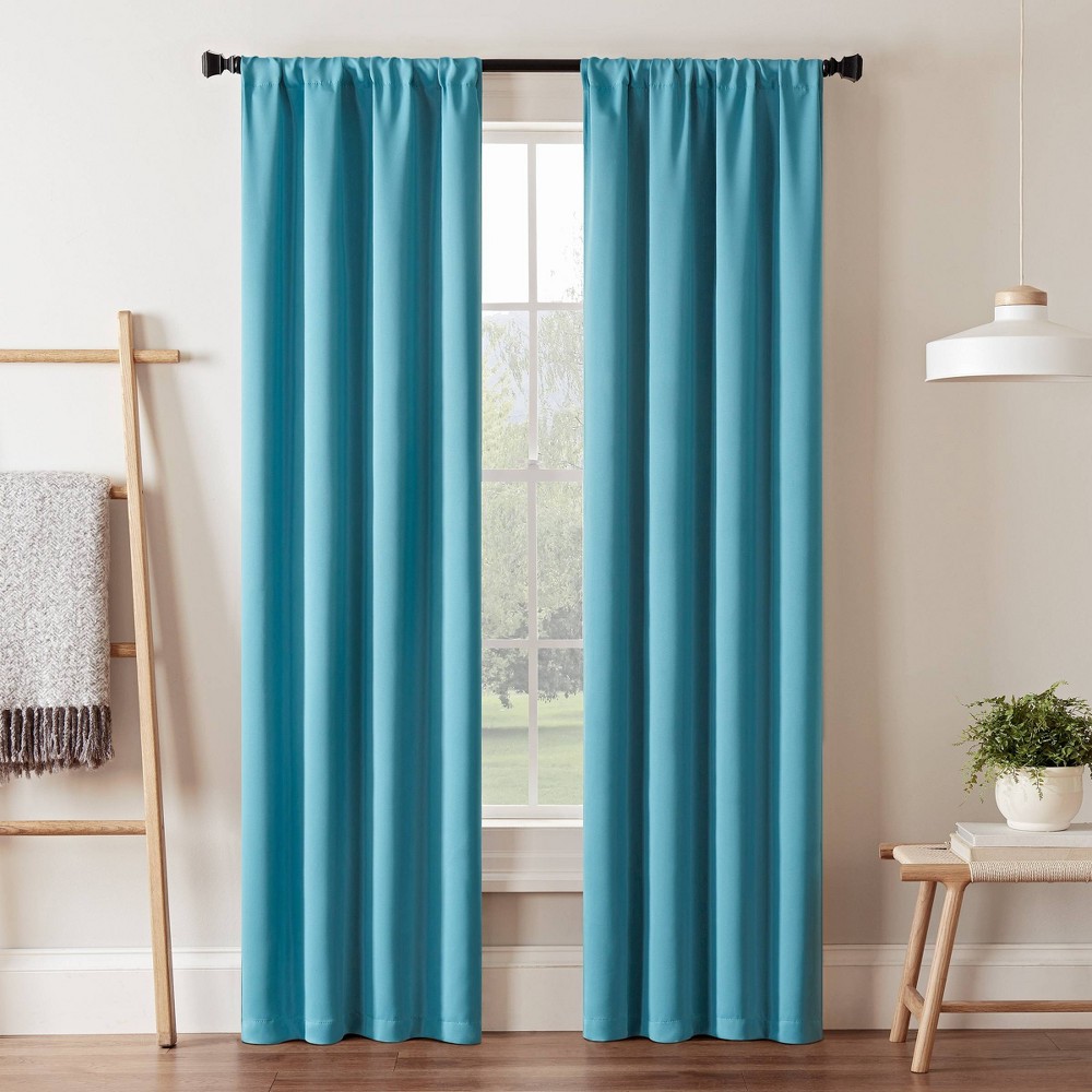 Photos - Curtains & Drapes Eclipse 63"x37" Darrell Thermaweave Blackout Curtain Panel Sky Blue  