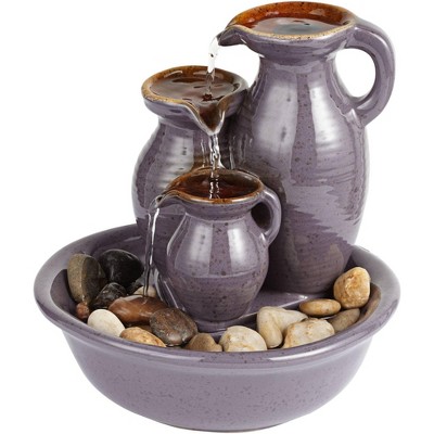 Triple Jug Chocolate Speckle Ceramic Tabletop Water Fountain