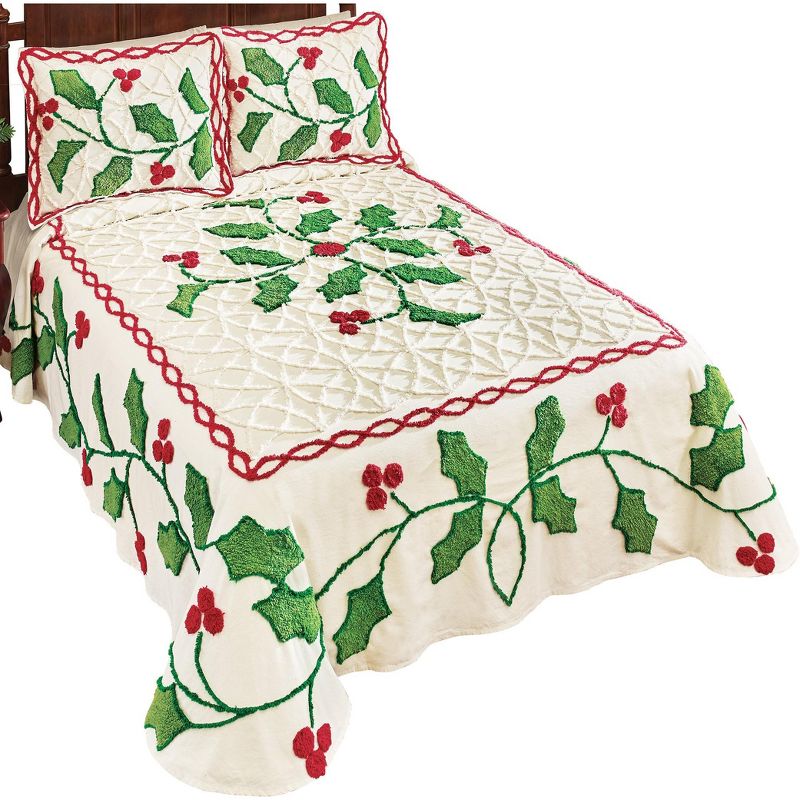 Collections Etc Holly Chenille Bedspread, 1 of 4
