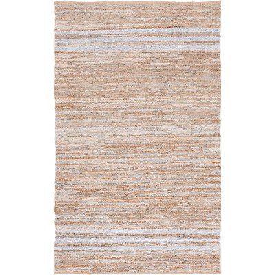 Ivory Cotton and Cowhide Handmade Flat Woven Rug - 3x5 Feet