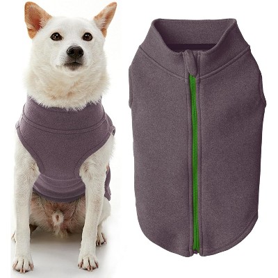 Gooby Zip Up Microfiber Fleece Dog Sweater Purple, Large