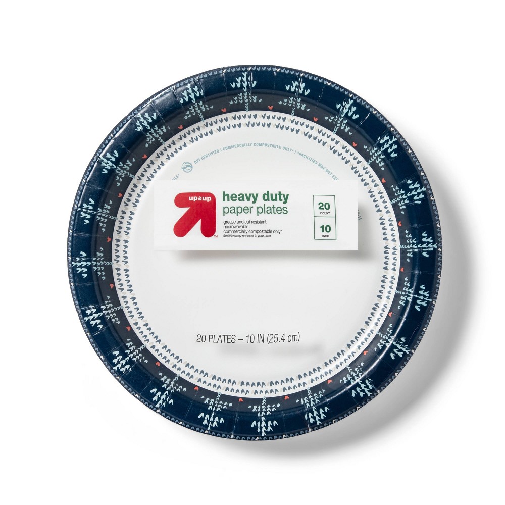 Holiday Disposable Dinnerware Plate 10" - Embroidered Trees - 20ct - up & up™ 24 pack and case 