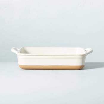 3qt Square Stoneware Baking Dish with Handles Cream/Clay - Hearth & Hand™ with Magnolia