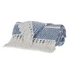 HomeRoots Blue Woven Cotton Striped Throw Blanket - 4 of 4