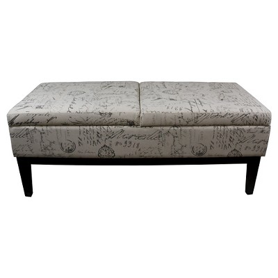Old World Dual Lift Storage Bench Gray - Ore International