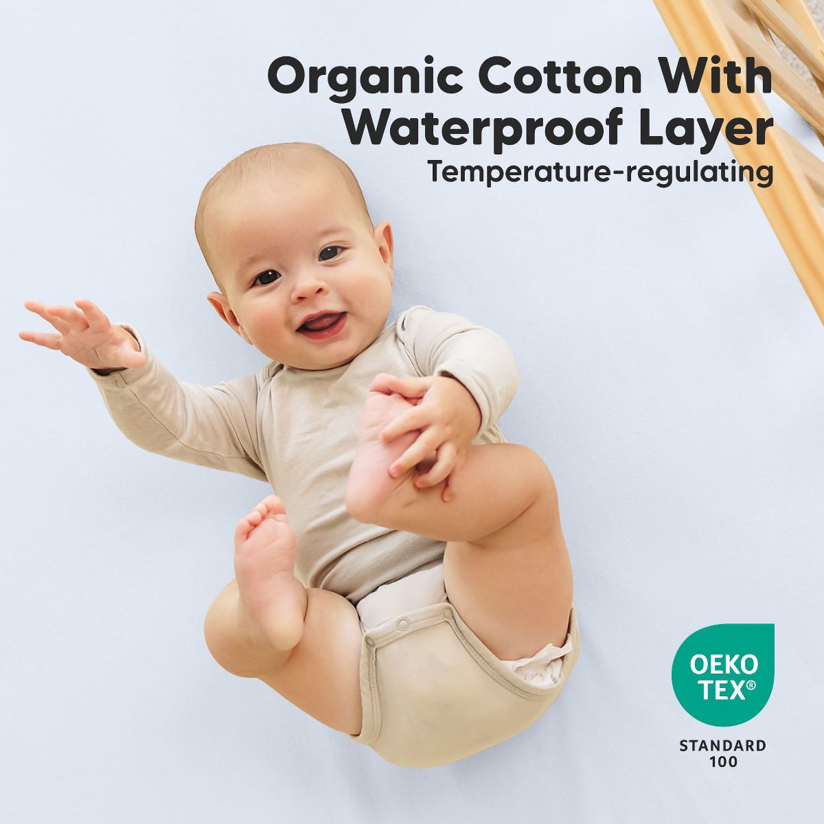 KeaBabies 2pk Soothe Waterproof Fitted Crib Sheets for Girl, Boy, 52x28 100% Organic Soft Cotton Crib Mattress Protector Sheet - thumbnail 2