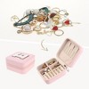 Unique Bargains Women Teen Girl Gifts Small Portable PU Leather Pink Jewelry Case Storage - 2 of 4
