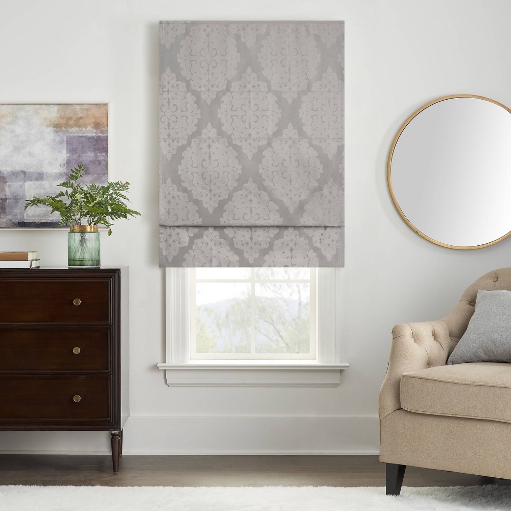 Photos - Blinds Eclipse 64"x35" Carlton Damask 100 Total Blackout Cordless Roman Blind and Shade S 