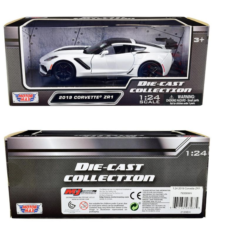 2019 Chevrolet Corvette ZR1 White with Black Accents 1/24 Diecast Model Car by Motormax, 3 of 4