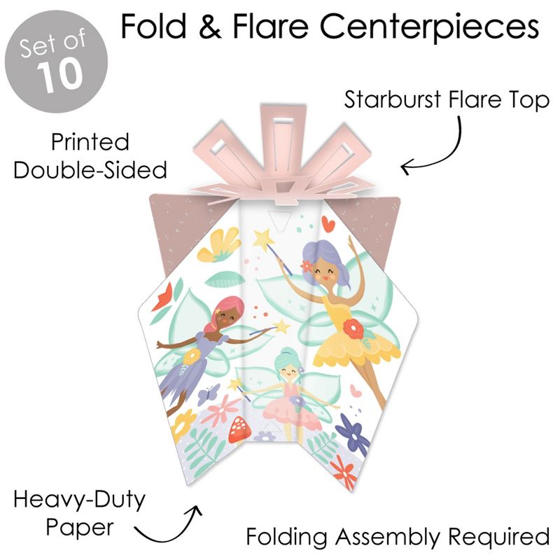Big Dot of Happiness Let's Be Fairies - Table Decorations - Fairy Garden Birthday Party Fold and Flare Centerpieces - 10 Count, 5 of 8