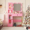 Vanity Desk with Mirror and Lights, Makeup Dressing Table w/Adjustable Bulbs, Outlets & USB Ports, Sturdy MDF Top & Metal Leg, for Bedroom - 3 of 4