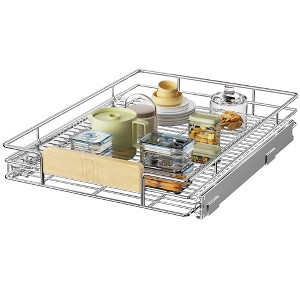 LOVMOR Pull Out Cabinet Organizer with Wooden Handle, 16?" W x 21?"Heavy Duty Cabinet Drawers Shelves Slide Out Organizer - 1 of 4