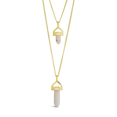 SHINE by Sterling Forever Gold Tone White Stone Layered Necklace
