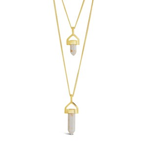 SHINE by Sterling Forever Gold Tone White Stone Layered Necklace - 1 of 4