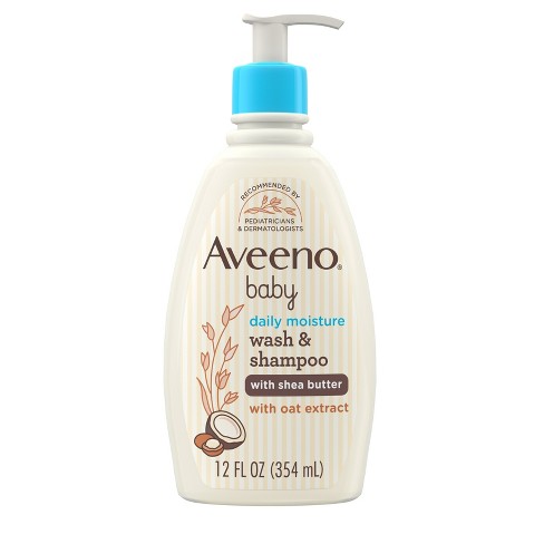 Aveeno Baby Daily Moisture Gentle Body Wash & Shampoo with Oat Extract,  2-in-1 Baby Bath Wash & Hair Shampoo, Tear- & Paraben-Free for Hair 