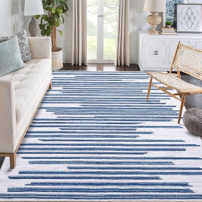 Washable Geometric Area Rug - Non-Slip Modern Abstract Carpet for Living Room, Bedroom, Dining - Farmhouse Style