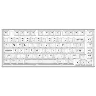 MaseiKar X75PRO Wireless Hot Swappable Mechanical Keyboard with Transparent Keycaps,Gasket Mount,BT5.0/2.4G/USB-C(Crystal White Switch,Wireless-White)