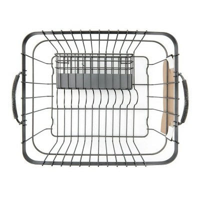 LunaLulinlk (2 pack) Metal Dish Rack with Caddy, Antique Gray