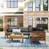 FIONECA Wood Structure Outdoor Sofa Set with Gray Cushions, Exotic Design, Acacia Wood Frame, Water-Resistant & UV-Protected - 2 of 4