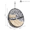 Sunnydaze Outdoor Resin Wicker Patio Jackson Hanging Basket Egg Chair Swing with Cushions and Headrest - 2pc - 3 of 4