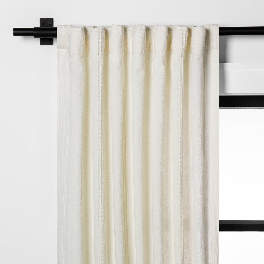 95" Tonal Texture Curtain Panel Sour Cream - Hearth & Hand with Magnolia