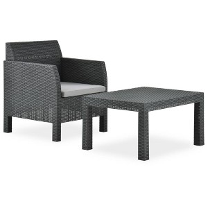 vidaXL 2 Piece Patio Lounge Set with Cushion PP Rattan Anthracite - 1 of 1