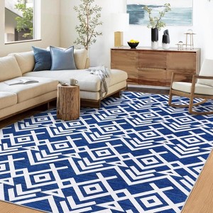 Geometric Washable Area Rugs Stain Resistant Non-Slip Large Carpet for Living Room, Bedroom, Dining Room, Kitchen Nursery - 1 of 4