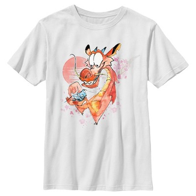 Boy's Mulan Watercolor Mushu And Cri-kee T-shirt : Target