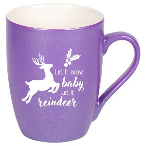 Elanze Designs Let It Snow Baby Let It Reindeer Passion Purple 10 ounce New Bone China Coffee Cup Mug - 1 of 4