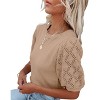 Womens Short Sleeve Lightweight Sweaters Crewneck Knit Pullover Tops with Crochet Sleeve Casual Crochet Blouse Shirt for Spring, Summer - 2 of 4