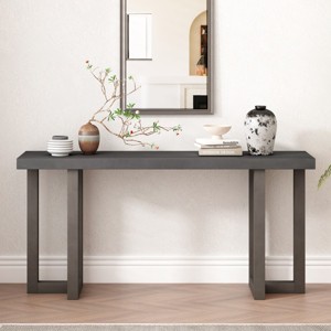 Geometric Console Table with Pine Veneer Top,Modern MDF Entryway Table for Living Room or Hallway,American Style Console Table-Coolbibila - 1 of 4