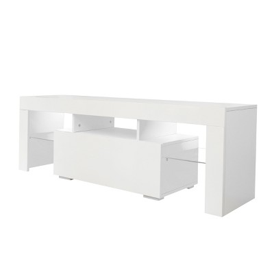 NicBex Modern TV Stand with LED Lights for TVs up to 55 Inches,TV Media Console Table with Open Shelves