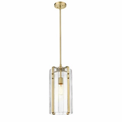 Alverton Rubbed Brass and Glass 18" Pendant Light