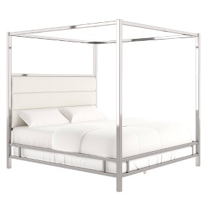 King Manhattan Canopy Bed with Horizontal Panel Headboard White - Inspire Q