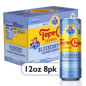 Topo Chico Sabores Blueberry Hibiscus Sparkling Water - 8pk/12 fl oz Cans - 1 of 4