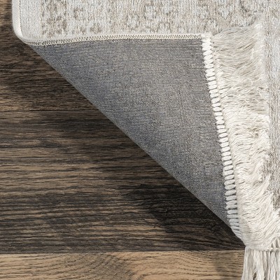 Ivory Medallion 4' x 6' Washable Viscose Area Rug