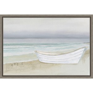 Amanti Art Serene Seaside with Boat by James Wiens Canvas Wall Art Print Framed 23-in. x 16-in. - 1 of 4