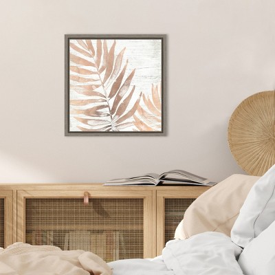Neutral Palm Fossil II Light Brown Canvas Wall Art 16 x 16