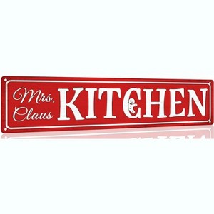 Lomsoe Mrs Claus Kitchen Christmas Metal Sign Vintage Print Art Poster Tin Plaque Wall Decor 4x16 Inch Christmas Gift - 1 of 4